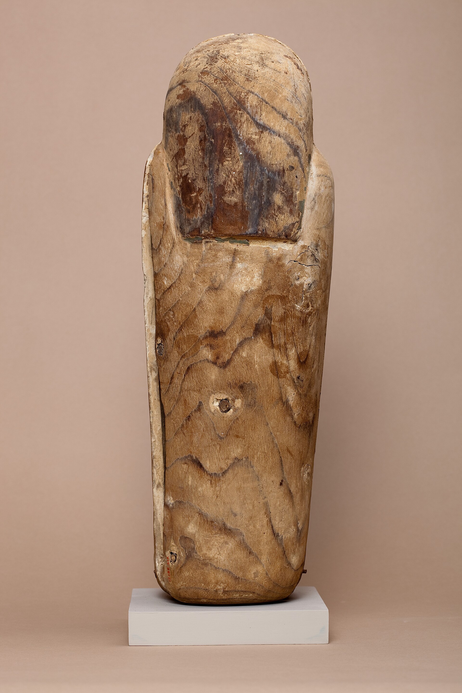 Anthropoid-coffin-form canopic container inscribed with the name of Duamutef